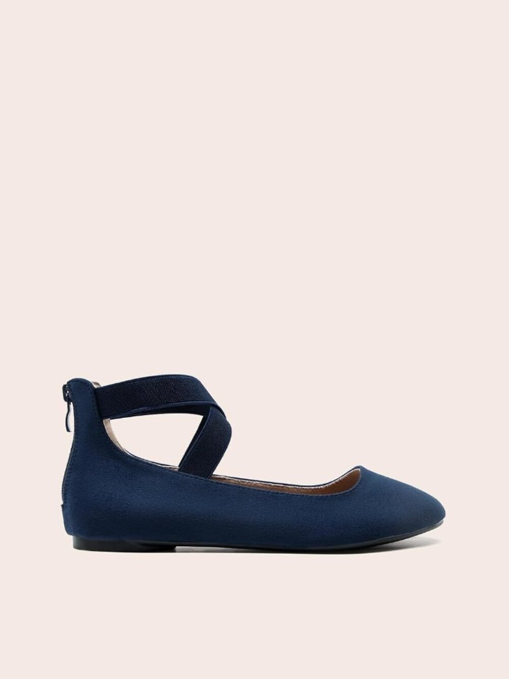 Women's Navy-1 Ankle Straps Fashion Elastic Elegant Flexible Flats Dress Shoes - Picture 3 of 6